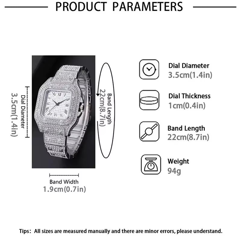 שעון יוקרה משובץ אבני ריינסטון | שעון יד איכותי | שעון צמיד יוניסקס – דגם חדש