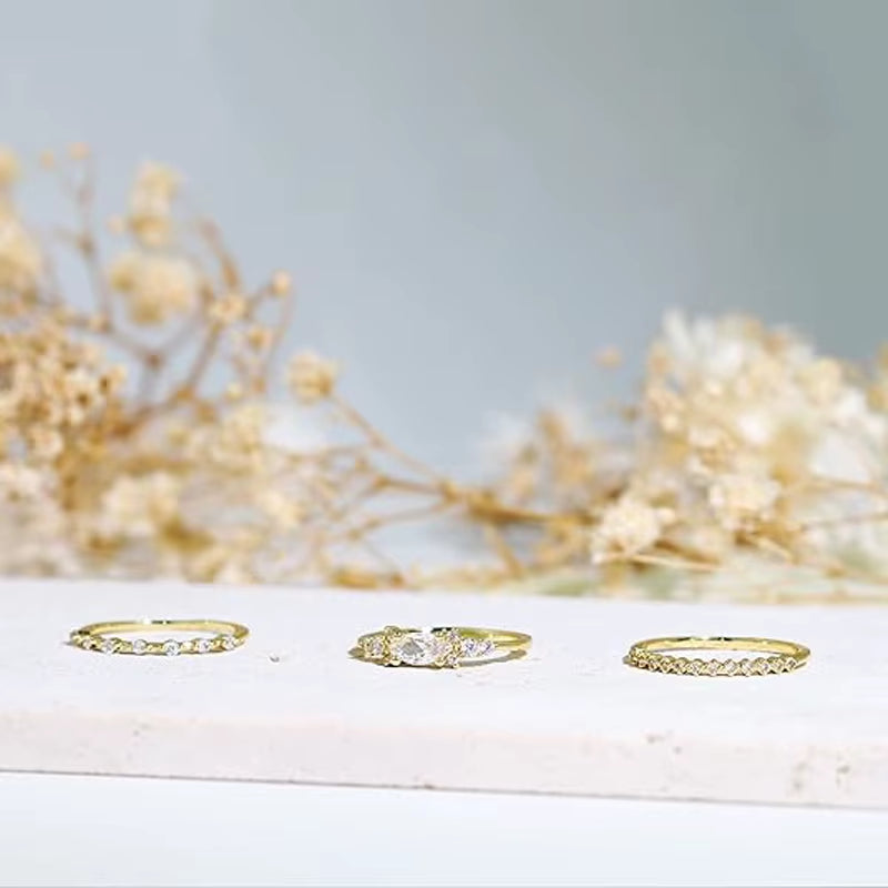 Stackable Gold Rings for Women Dainty 18k Trendy Gold Plated Non Tarnish Stacking Cubic Zirconia Fashion Ring Jewelry Size 6 -10