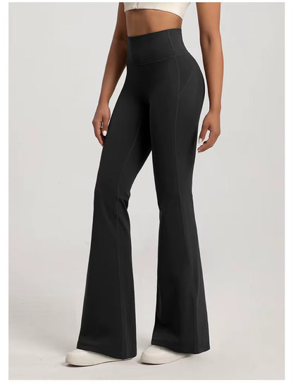 Naked High Waisted Waist Cinching Hip Lifting Fitness Exercise Elastic Bell Bottom Pants Women Casual Outdoor Running Yoga Pants