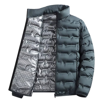 Winter Casual Warm Men Hiking down Jacket Outdoor Windproof Outerwear Solid Color Thicken Male down Coats Fashion Stand Collar