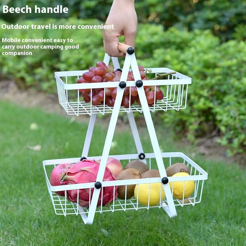 2025 New Portable Iron Kitchen Storage Rack Multifunctional Fruit Basket Multi-Layer Snack Storage Shelf