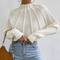 Women'S Knitted Half-High Collar Sweater Batwing Sleeve Thickened Winter Style Pure Color Sweaters Female