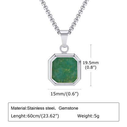 שרשרת עם תליון אבן טבעית מרובע לגברים – עיצוב גיאומטרי אלגנטי בצבעים מגוונים, עמיד במים ומוסיף טאצ’ יוקרתי לכל הופעה.