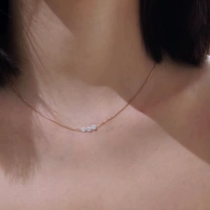 Three Zircon Thin Necklace for Women Clavicle Chain Delicate Elegant Jewelry Gifts Wedding