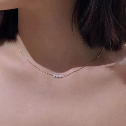 Three Zircon Thin Necklace for Women Clavicle Chain Delicate Elegant Jewelry Gifts Wedding
