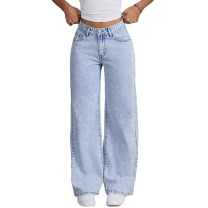 Bow Embroidered Jeans Women'S Sweet Spicy Style High Waist Straight Leg Pants Loose Casual Wash High Street Denim Pants