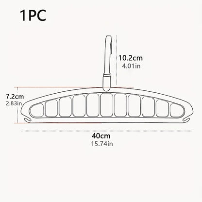 "מתלה בגדים מתקפל עם חורים מרובים – פתרון אלגנטי לשמירה על סדר בארון, חוסך מקום ומסייע לארגן מכנסיים, צעיפים ובגדים אחרים בצורה נוחה ומסודרת."