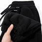 Men'S Fce Lined Dstring Pants Winter Wear Resistant and Durable Elastic Waist Long Trousers Casual Loose Fit Youth Sle