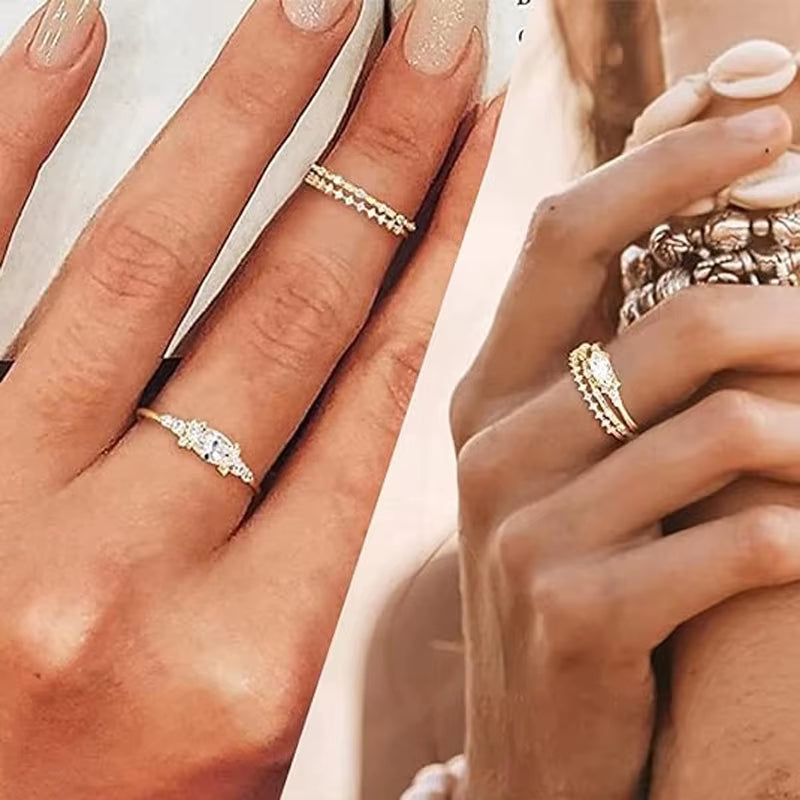 Stackable Gold Rings for Women Dainty 18k Trendy Gold Plated Non Tarnish Stacking Cubic Zirconia Fashion Ring Jewelry Size 6 -10