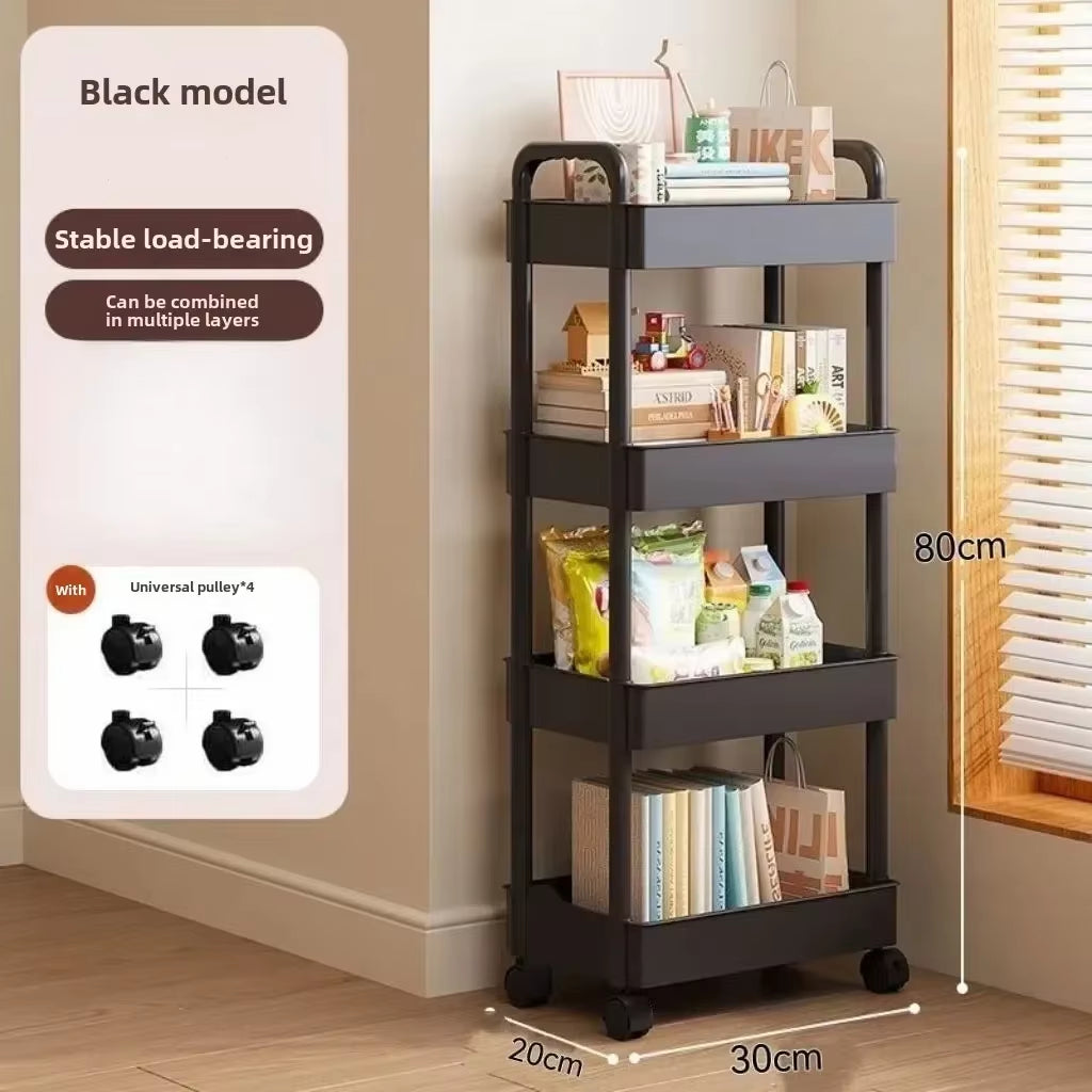 Multifunctional Storage Cart with Open Shelves Living Space Book Display Suitable for Kitchen Bedroom Storage Decor Organizer