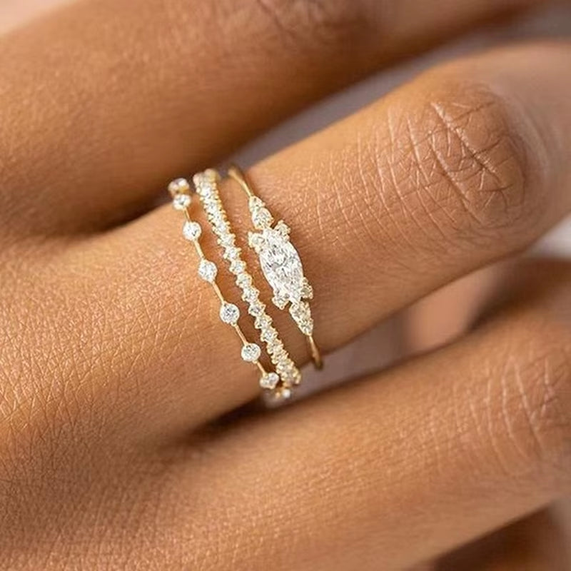 Stackable Gold Rings for Women Dainty 18k Trendy Gold Plated Non Tarnish Stacking Cubic Zirconia Fashion Ring Jewelry Size 6 -10