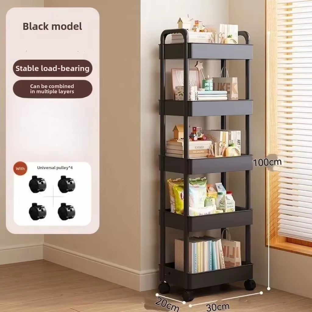 Multifunctional Storage Cart with Open Shelves Living Space Book Display Suitable for Kitchen Bedroom Storage Decor Organizer