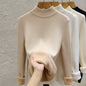 Thick Turtleneck Sweater Women Slim Thicken Plush Velvet Lined Knit Jumper italy Style Simple Base Layer Tops Women Pullover
