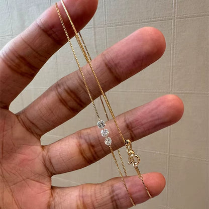 Three Zircon Thin Necklace for Women Clavicle Chain Delicate Elegant Jewelry Gifts Wedding