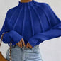 Women'S Knitted Half-High Collar Sweater Batwing Sleeve Thickened Winter Style Pure Color Sweaters Female